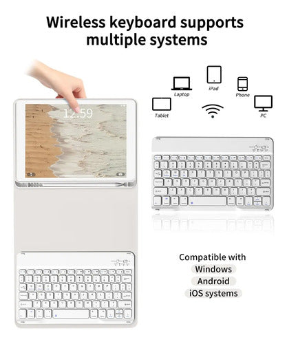 Funda Con Teclado Para iPad 9th/8th/7th Gen 10.2 Gris