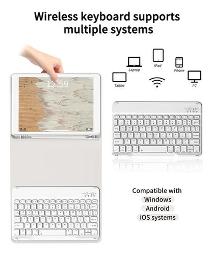 Funda Con Teclado Para iPad 9th/8th/7th Gen 10.2 Gris