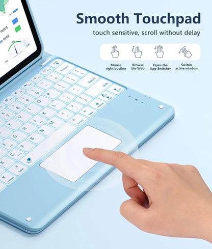 Funda Con Teclado Harvopu Para iPad Air & Pro Celeste