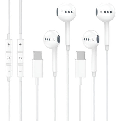 2 Pack Auriculares Usb C Con Micrófono Para iPhone 16 15 Blanco