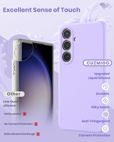 Funda De Silicona Líquida Para Samsung Galaxy S25 Lila Lisa