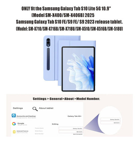 Funda Con Teclado Para Samsung Galaxy Tab S10 Lite/s10 Fe/s9 Violeta