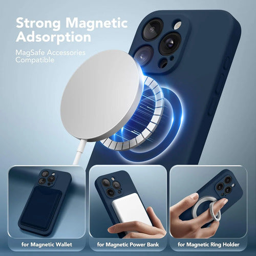 Funda Magnética Para iPhone 14 Pro Azul Oscuro