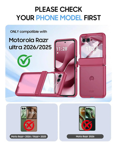 Funda Motorola Razr Ultra 2025, Protector Pantalla Rosa