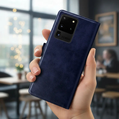 Funda Cartera De Cuero Para Samsung Galaxy S20 Ultra Azul