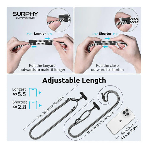 Cordón Ajustable Surphy Con Soporte Antirrobo Para Celular