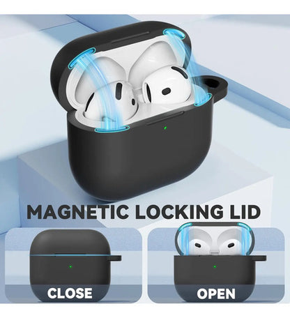 Estuche De Silicona Para AirPods 4 Con Cierre Magnético Negro