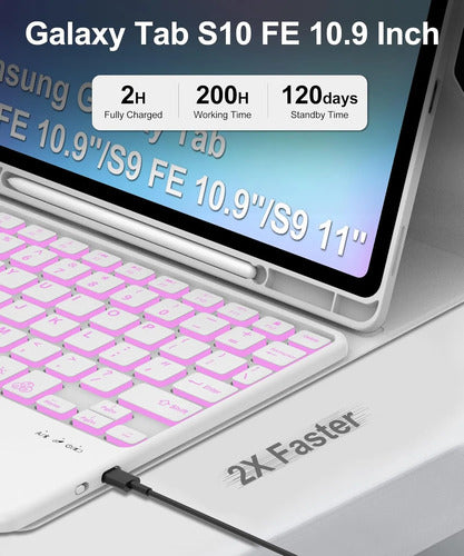 Funda Con Teclado Para Samsung Galaxy Tab S10 Lite/s10 Fe/s9 Gris