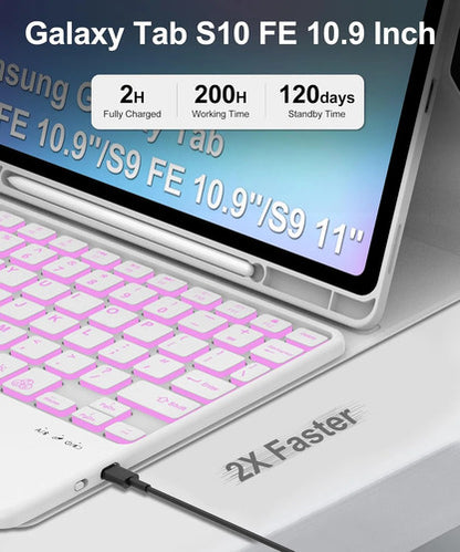 Funda Con Teclado Para Samsung Galaxy Tab S10 Lite/s10 Fe/s9 Gris