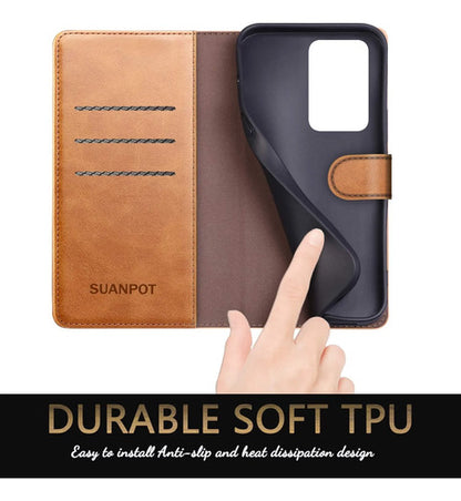 Funda Cartera De Cuero Para Samsung Galaxy S20 Ultra Marrón Claro