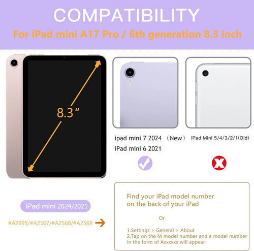 Funda Para iPad Mini 7/6 Gen 2024/2021 8.3'' Lavanda