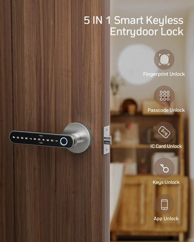 Cerradura Inteligente Tmezon T8 Con Huella Digital Y Llave Negro