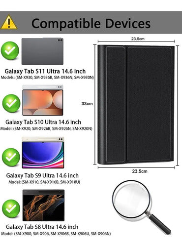Funda Con Teclado Para Samsung Galaxy Tab  S11 Ultra Negro