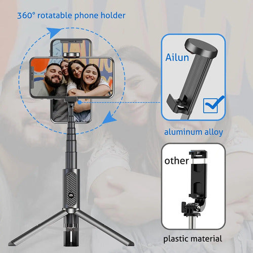 Ailun Selfie Stick TriPod 3 En 1 Con Bluetooth Negro
