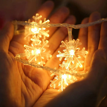 Luces Navideñas Cesof, 20 Ft 40 Led, Forma De Copo De Nie... Blanco