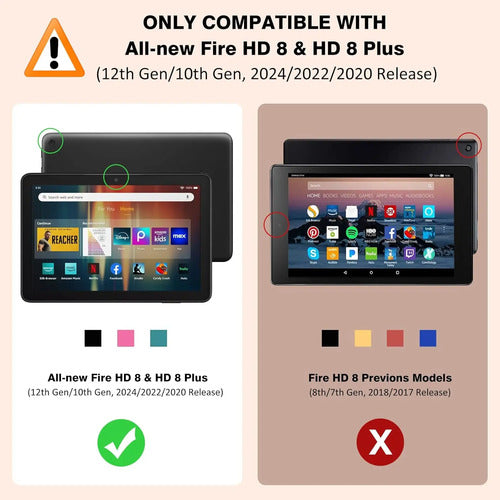 Funda Para Kindle Fire Hd 8 & 8 Plus, 8 Rosa