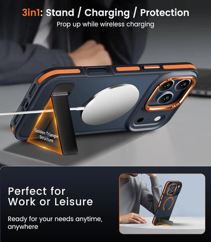 Funda iPhone 17 Pro Con Soporte Y Protección Militar Naranja