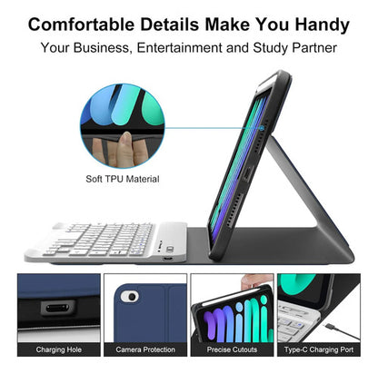 Funda Con Teclado Boriyuan Para iPad Mini Bluetooth Azul Marino