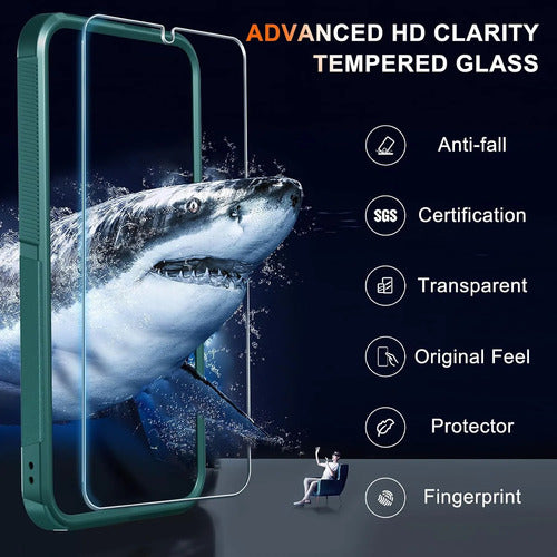 Carcasa Samsung Galaxy S25 Fe Con Protector De Pantalla Verde Oscuro