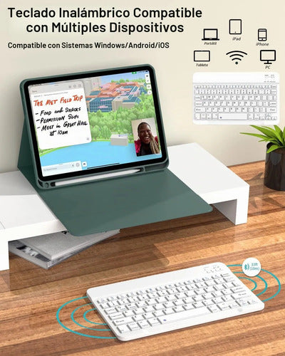 Funda Con Teclado Para iPad (a16) 11th/10th Gen (11/10.9) Verde Oscuro