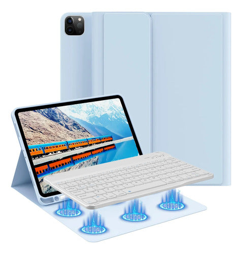 Funda Con  Teclado Para iPad Pro 11'' Gen Azul Claro