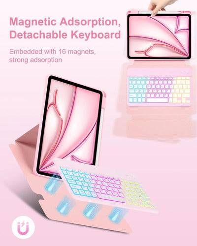 Funda Con Teclado Para iPad Air Rosa