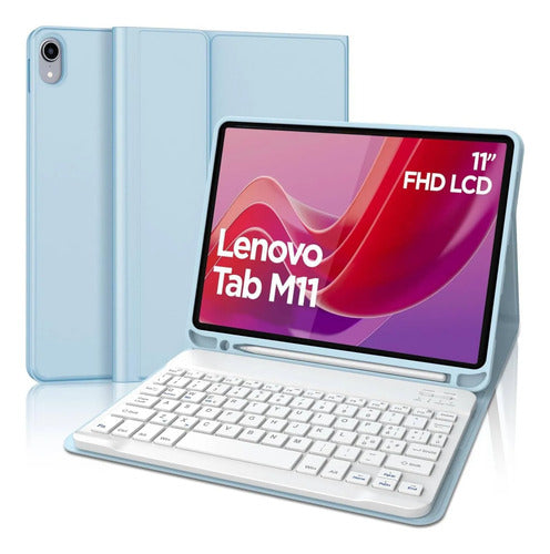 Funda Con Teclado Para Lenovo Tab M11/k11 Lte 11' Azul Claro