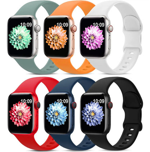 Pack De 6 Correas Deportivas Compatible Con Apple Watch Negro 3.8 Cm
