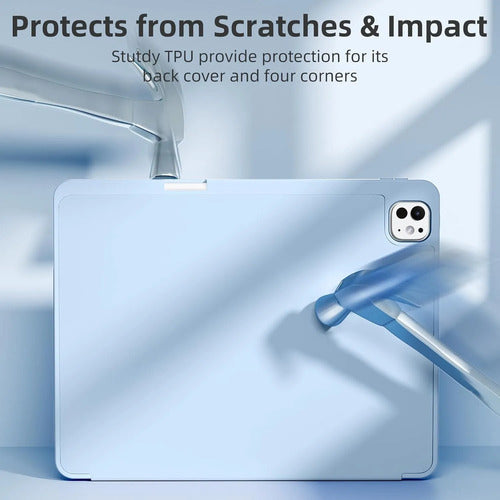 Funda Akkerds Para iPad Pro 13' Con Soporte Para Lápiz Celeste