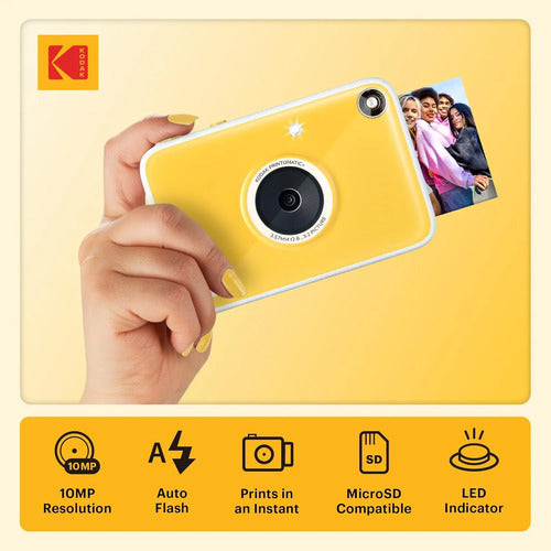 Cámara Digital Kodak Printomatic+ Instant Print 10mp Rosa Amarillo