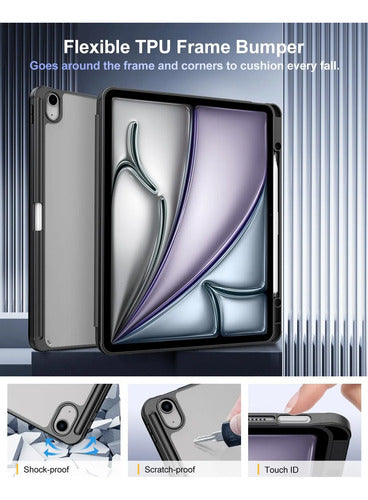 Funda Timovo Para iPad Air 13 Pulgadas M2 2024 - Gris Claro Negro