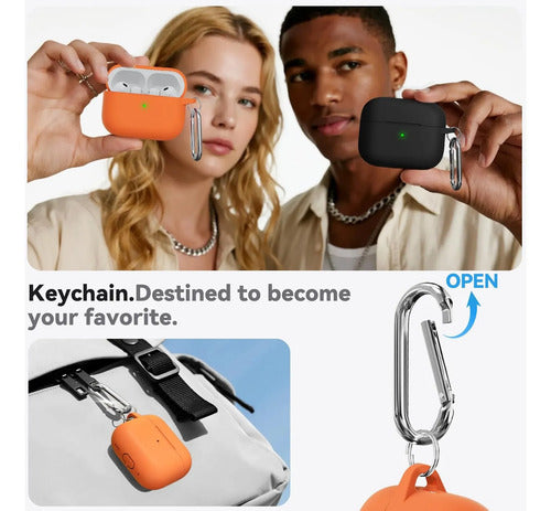 Funda De Silicona Para AirPods Pro 3 Con Kit Limpieza Naranja