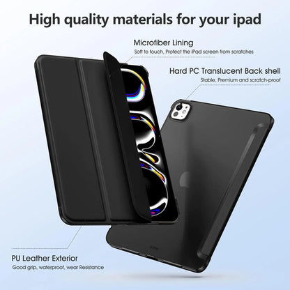 Funda iPad Pro Trasera Translúcida Con Soporte Tríptico Negro