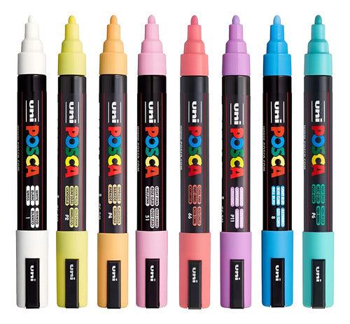 Set Profesional De 8 Rotuladores Posca En Tonos Suaves