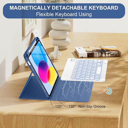 Funda Con Teclado Para iPad (a16) 11th/10th Gen Azul