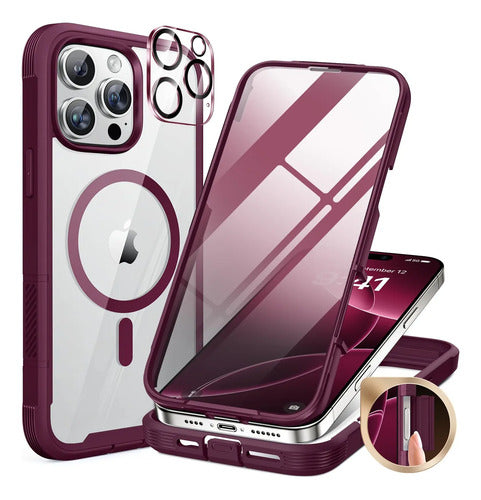 Miracase Funda Carcasa Para iPhone 16 Pro Max Ciruela Magnética Nombre Del Diseño