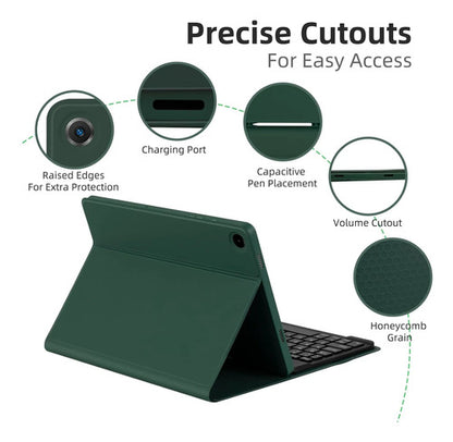 Funda Con Teclado Para Samsung Galaxy Tab A11+/a9. Verde Oscuro