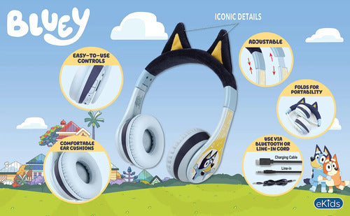 Auriculares Bluey Bluetooth Para Niños. Plegables Blue