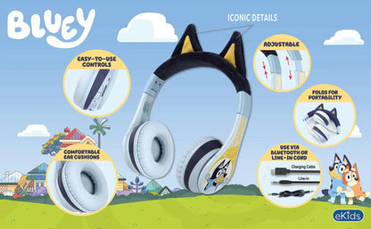 Auriculares Bluey Bluetooth Para Niños. Plegables Blue
