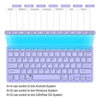 Teclado Bluetooth Taiyang Para iPad Y Dispositivos Bluetooth Morado Claro