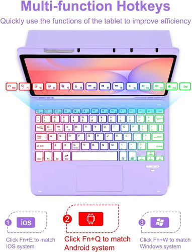 Funda Con Teclado Para Samsung Galaxy Tab S10 Lite/s10 Fe/s9 Violeta
