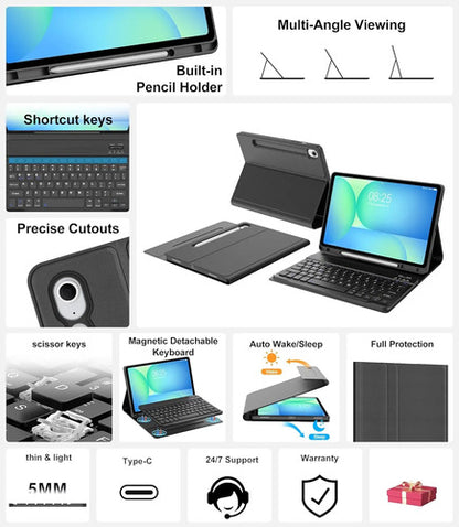 Funda Con Teclado Para Samsung Galaxy Tab S10 Lite/s10 Fe... Negro