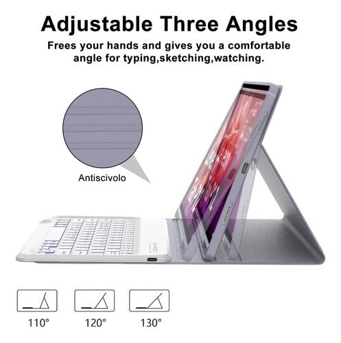 Funda Con Teclado Para Lenovo Tab P12 Lavanda