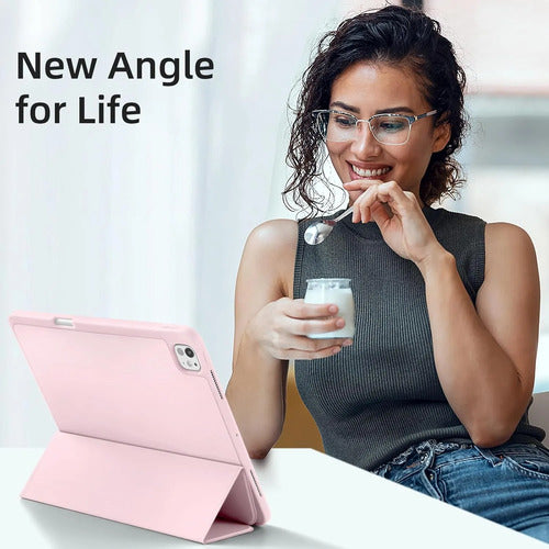 Funda Akkerds Para iPad Pro 13' Con Soporte Para Lápiz Rosa