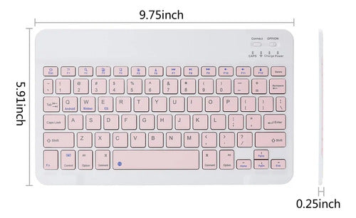 Teclado Bluetooth Ultra-delgado Recargable Rosa Rosa