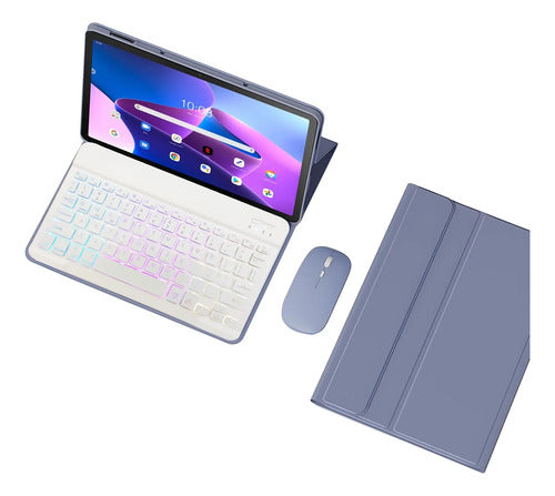 Estuche Con Teclado Para Lenovo Tab M10 3rd Gen 10.1  Tb3... Violeta