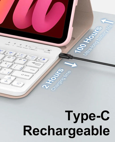Funda Con Teclado Boriyuan Para iPad Mini Bluetooth Rosa