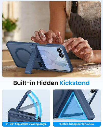 Funda Con Soporte Para Samsung Galaxy Z Flip 8 Azul Translúcido