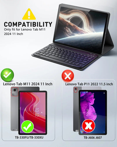 Funda Con Teclado Para Lenovo Tab M11/k11 Lte 2024 11 Negro