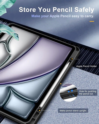 Funda Timovo Para iPad Air 13 Pulgadas M2 2024 - Gris Claro Negro